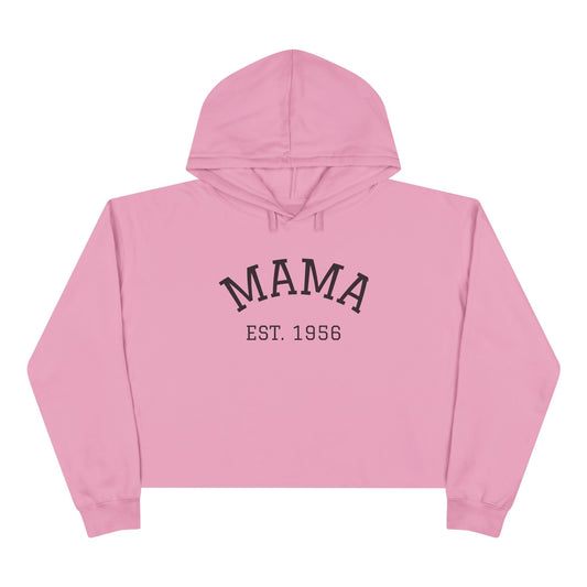 Mama Crop Hoodie – “Mama Est. 1956” with Psalm 139:14 Back