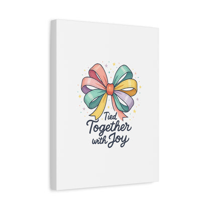 Canvas Wall Art - "Tied Together with Joy" Pastel Ribbon Decorative Print