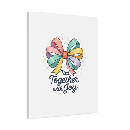 Canvas Wall Art - "Tied Together with Joy" Pastel Ribbon Decorative Print