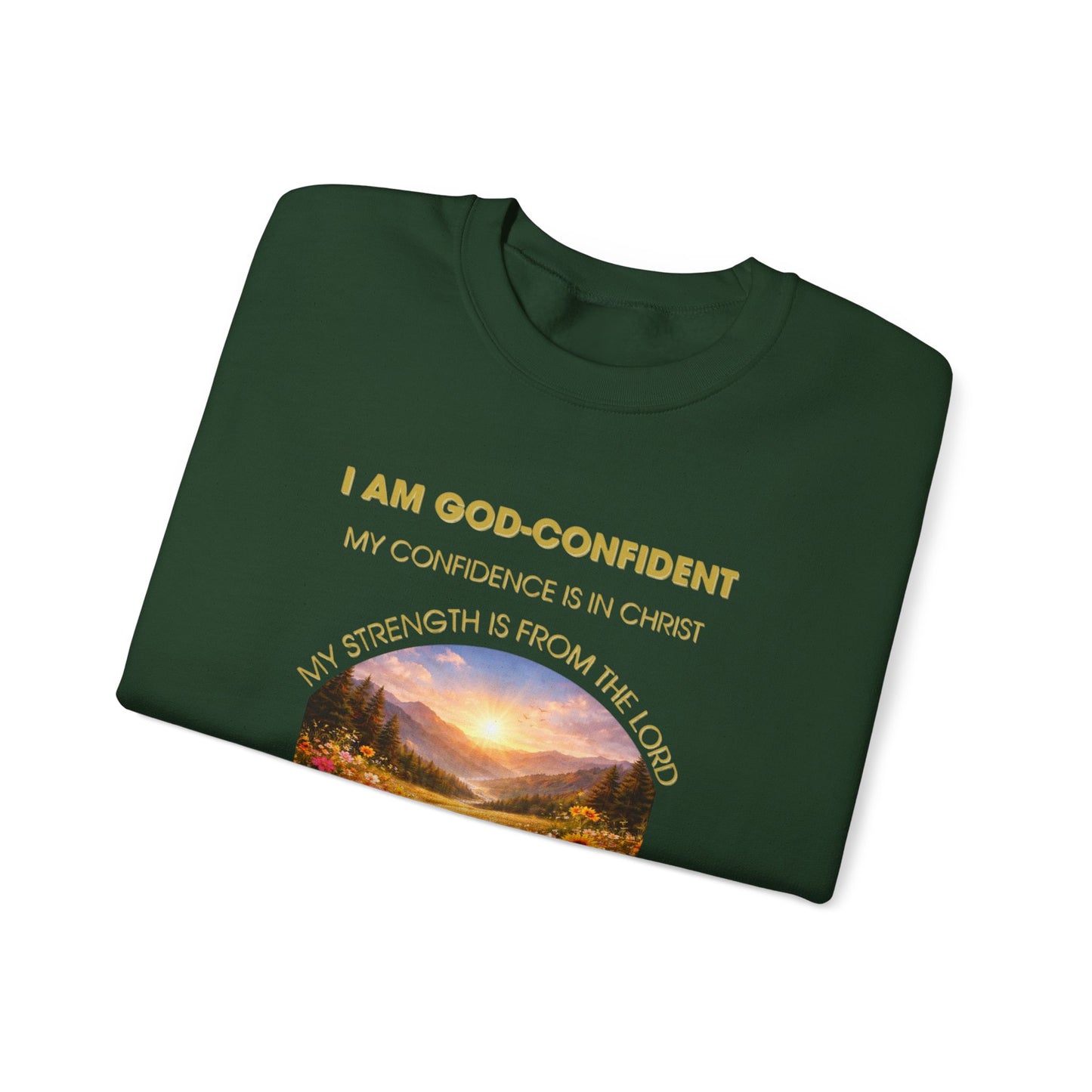 Christian Crewneck Sweatshirt Phil. 1:6— "I Am God-Confident" Inspirational Scripture Design
