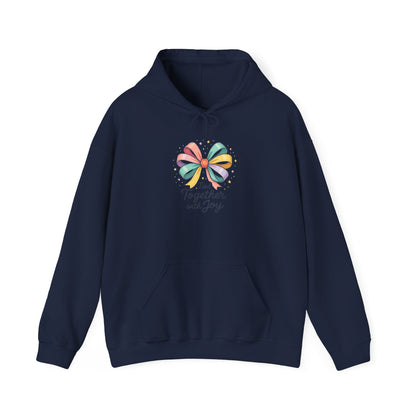 Joyful Ribbon Bow Hoodie — "Together with Joy" Graphic Sweatshirt