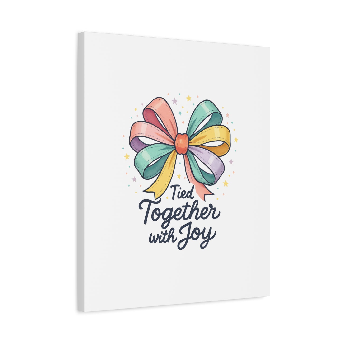 Canvas Wall Art - "Tied Together with Joy" Pastel Ribbon Decorative Print