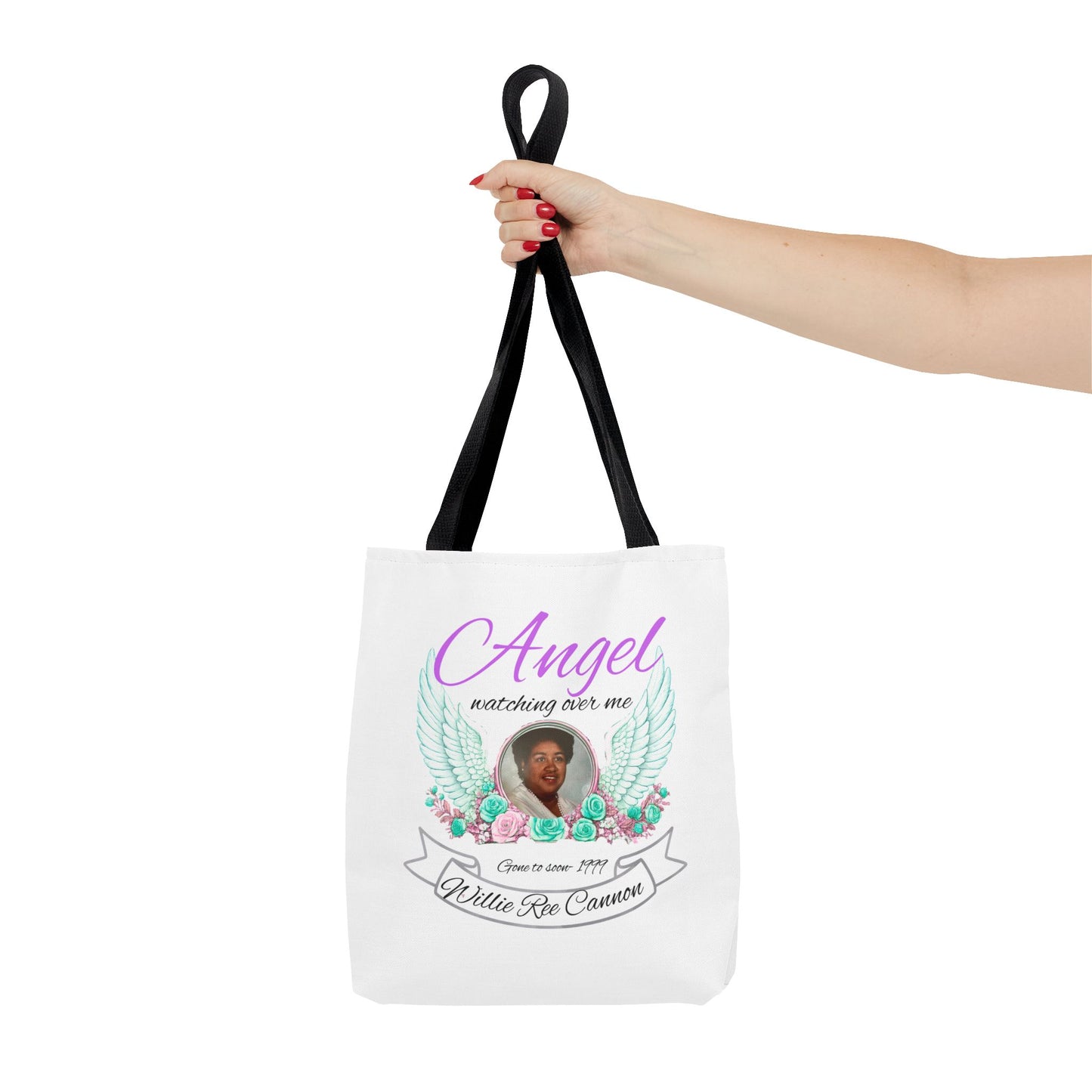 Memorial Angel Tote Bag — "Angel Watching Over Me" Custom Photo Tribute