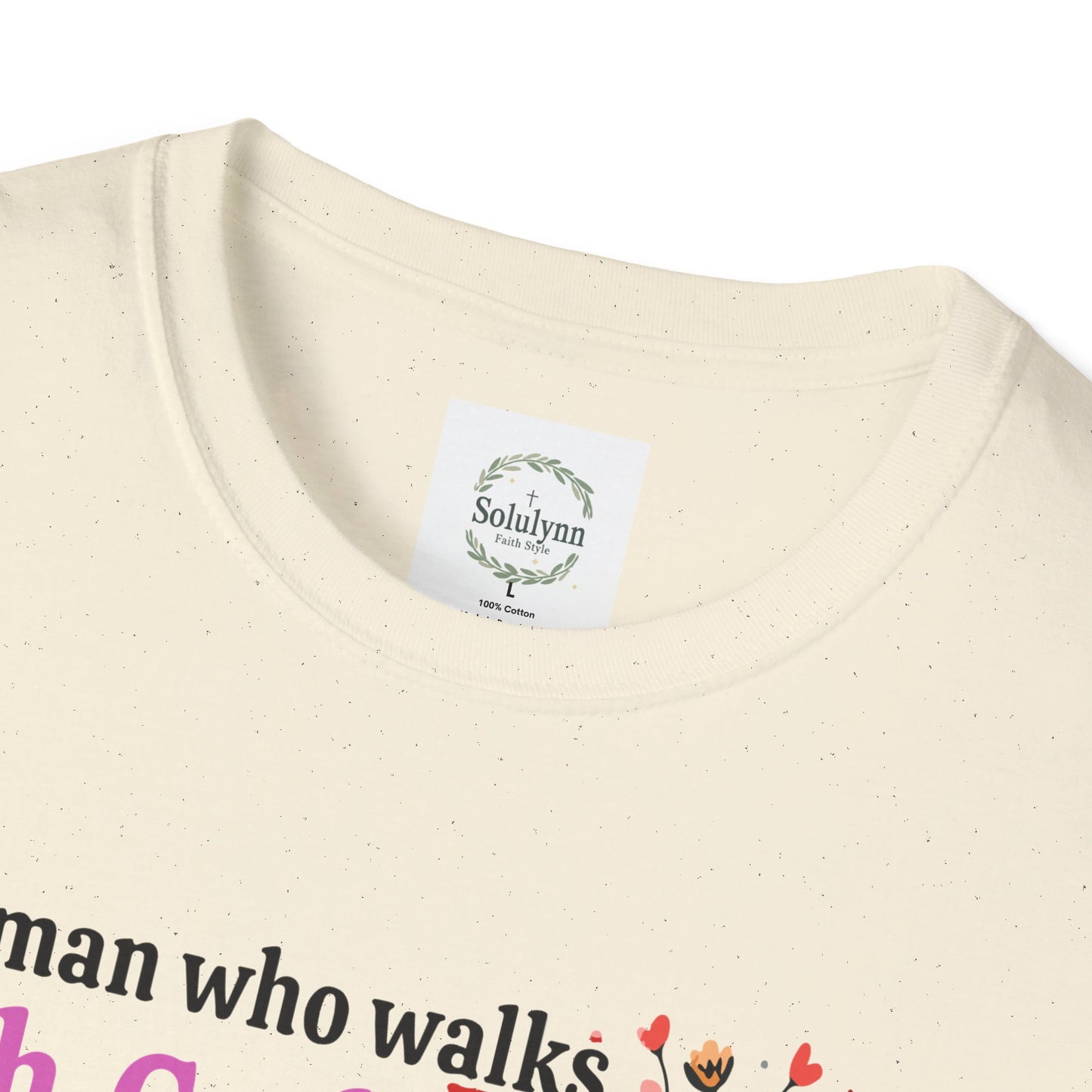 Christian Women’s Inspirational T-Shirt — “A woman who walks with God will always reach her destination” Floral Faith Tee