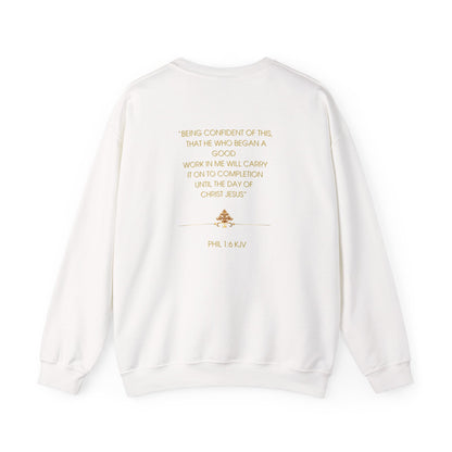Christian Crewneck Sweatshirt Phil. 1:6— "I Am God-Confident" Inspirational Scripture Design