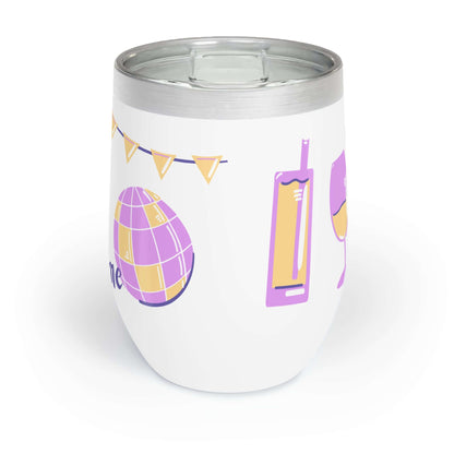 Stainless Steel Chill/Hot Wine Tumbler white purple/pink and yellow