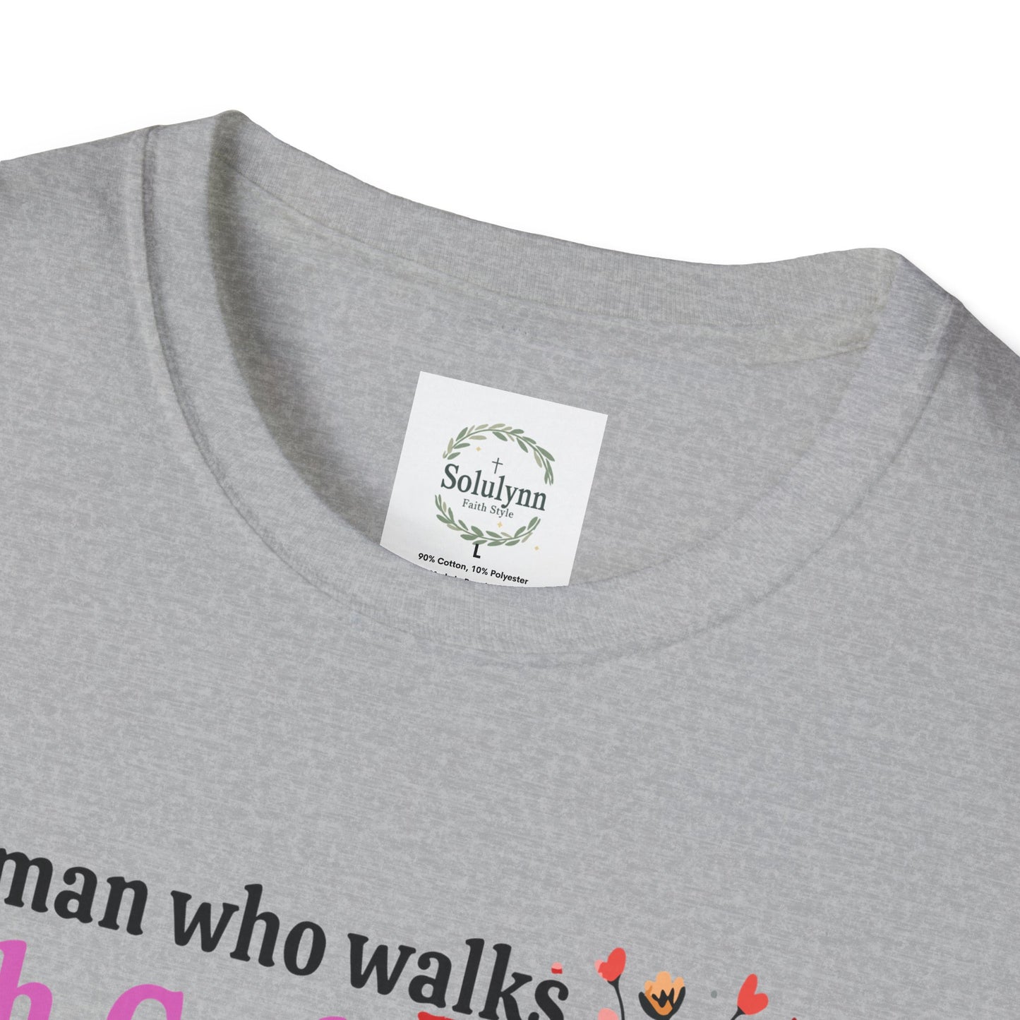 Christian Women’s Inspirational T-Shirt — “A woman who walks with God will always reach her destination” Floral Faith Tee
