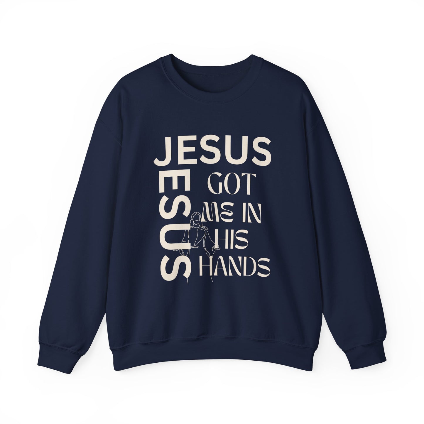 Christian Faith Crewneck Sweatshirt — "God Has Me in HIS Hands" Affirmation