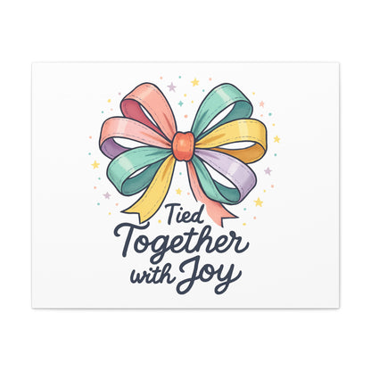 Canvas Wall Art - "Tied Together with Joy" Pastel Ribbon Decorative Print