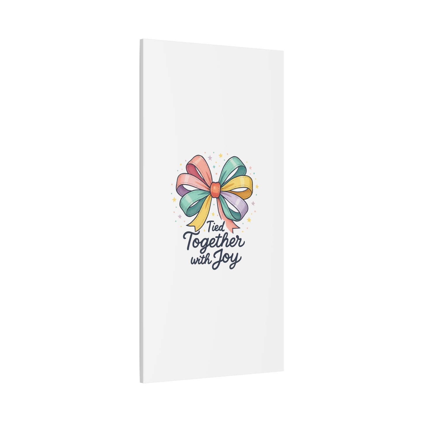 Canvas Wall Art - "Tied Together with Joy" Pastel Ribbon Decorative Print