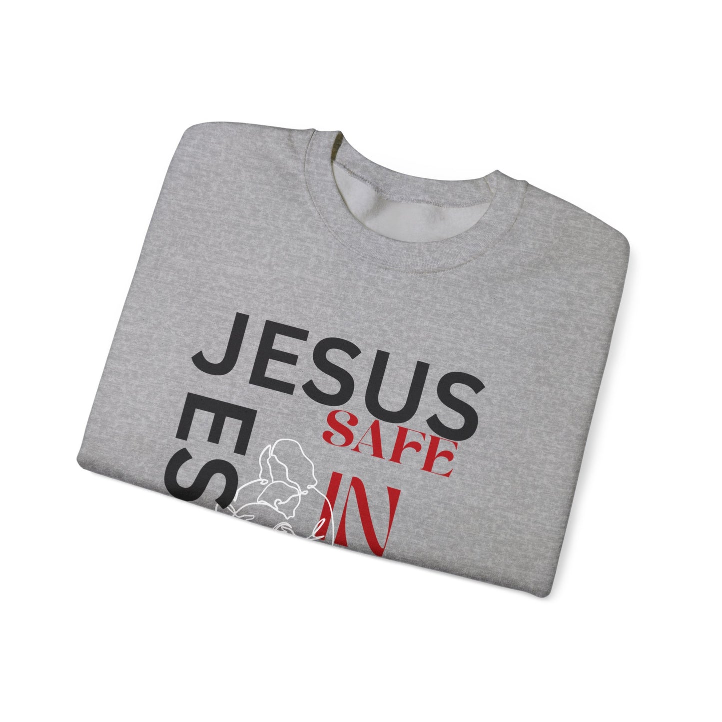 Christian comfort Jesus Safe In Your arms Crewneck Sweatshirt heavy blended