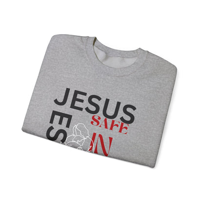 Christian comfort Jesus Safe In Your arms Crewneck Sweatshirt heavy blended