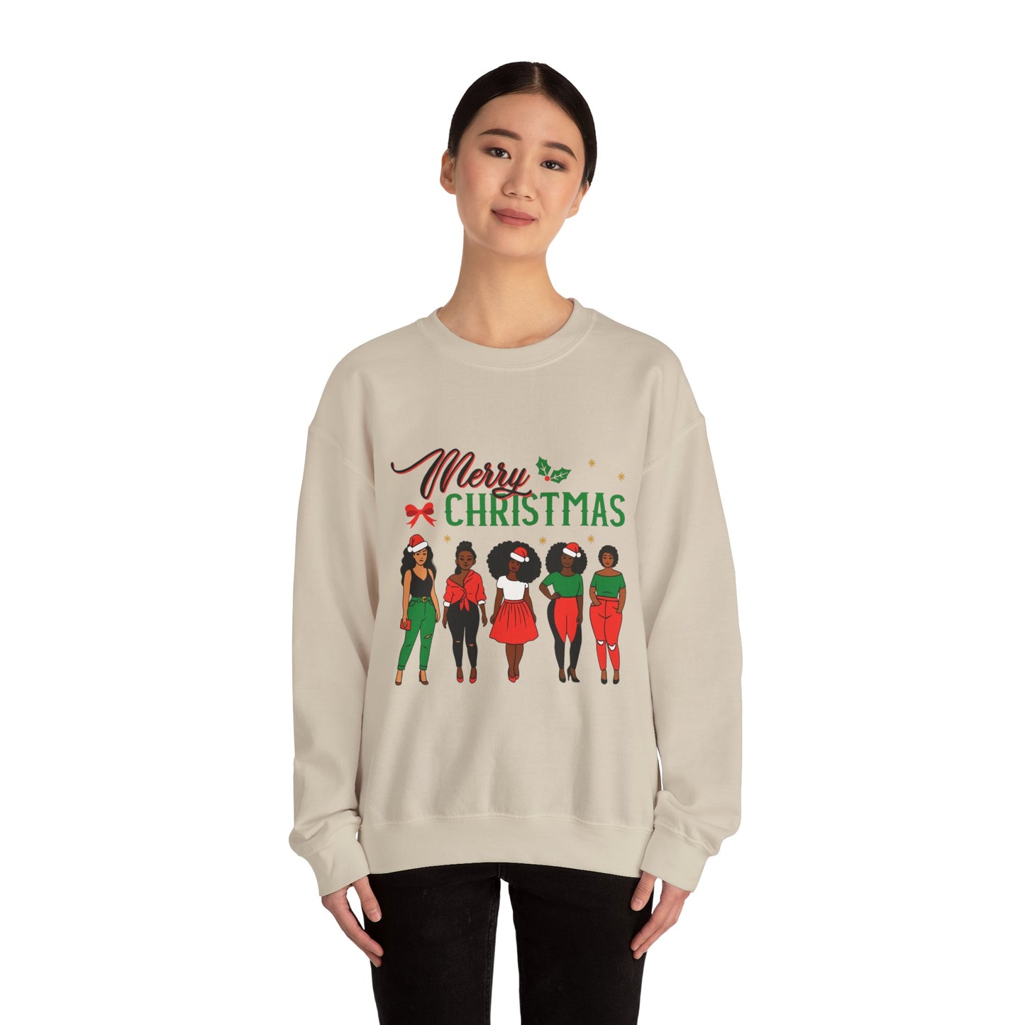 Crewneck Sweatshirt- Christmas  Multicultural women Unisex Heavy Blend™