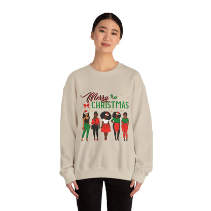 Crewneck Sweatshirt- Christmas  Multicultural women Unisex Heavy Blend™