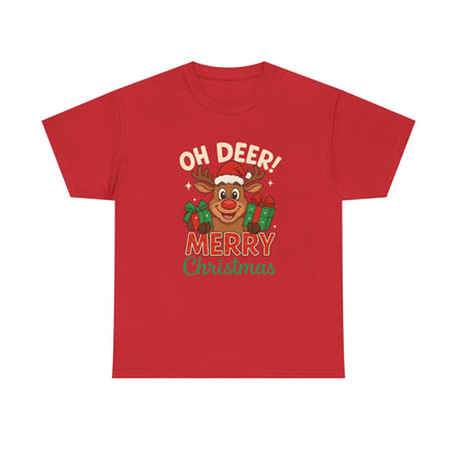 Christmas T-shirt OHH Deer Merry Christmas Unisex Heavy Cotton Tee