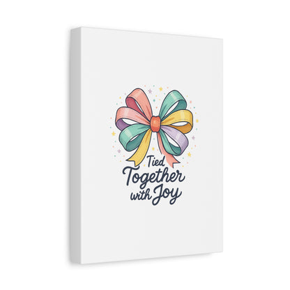 Canvas Wall Art - "Tied Together with Joy" Pastel Ribbon Decorative Print