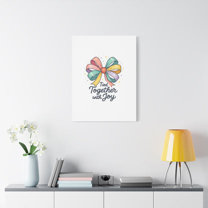 Canvas Wall Art - "Tied Together with Joy" Pastel Ribbon Decorative Print