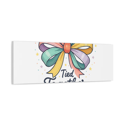 Canvas Wall Art - "Tied Together with Joy" Pastel Ribbon Decorative Print