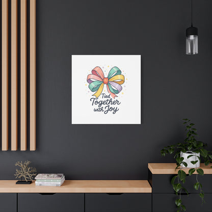 Canvas Wall Art - "Tied Together with Joy" Pastel Ribbon Decorative Print