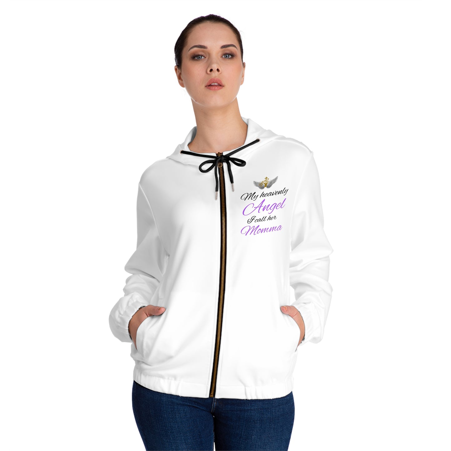 This is not a basic hoodie. It is a full all-over memorial keepsake designed with artwork across the front, back  — created to honor love that did not end.Memorial Hoodie - "I Have an Angel Watching Over Me" Personalized Tribute