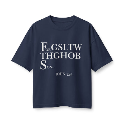 Women's Heavyweight Tee — 'For God So Loved The World...' Bible Verse Design with 'To Save Me!' Back