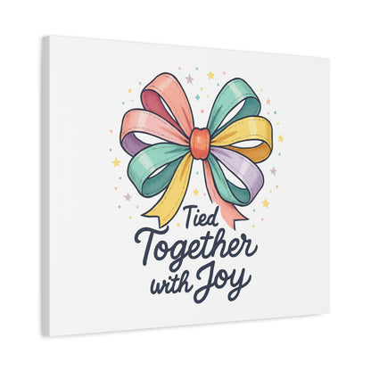 Canvas Wall Art - "Tied Together with Joy" Pastel Ribbon Decorative Print