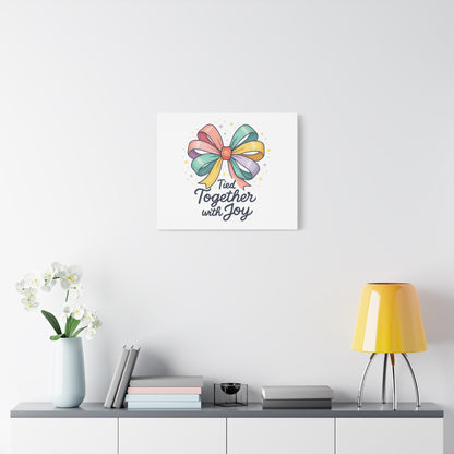 Canvas Wall Art - "Tied Together with Joy" Pastel Ribbon Decorative Print