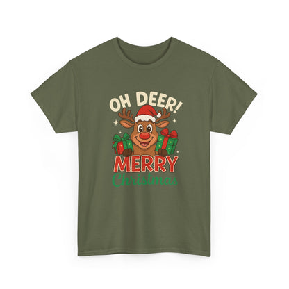 Christmas T-shirt OHH Deer Merry Christmas Unisex Heavy Cotton Tee