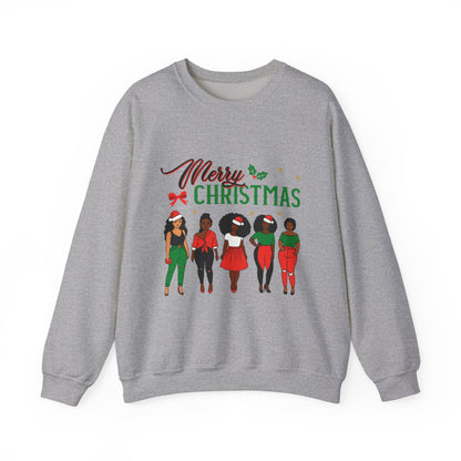 Crewneck Sweatshirt- Christmas  Multicultural women Unisex Heavy Blend™