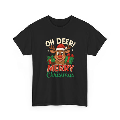 Christmas T-shirt OHH Deer Merry Christmas Unisex Heavy Cotton Tee