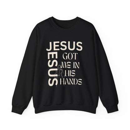 Christian Faith Crewneck Sweatshirt — "God Has Me in HIS Hands" Affirmation
