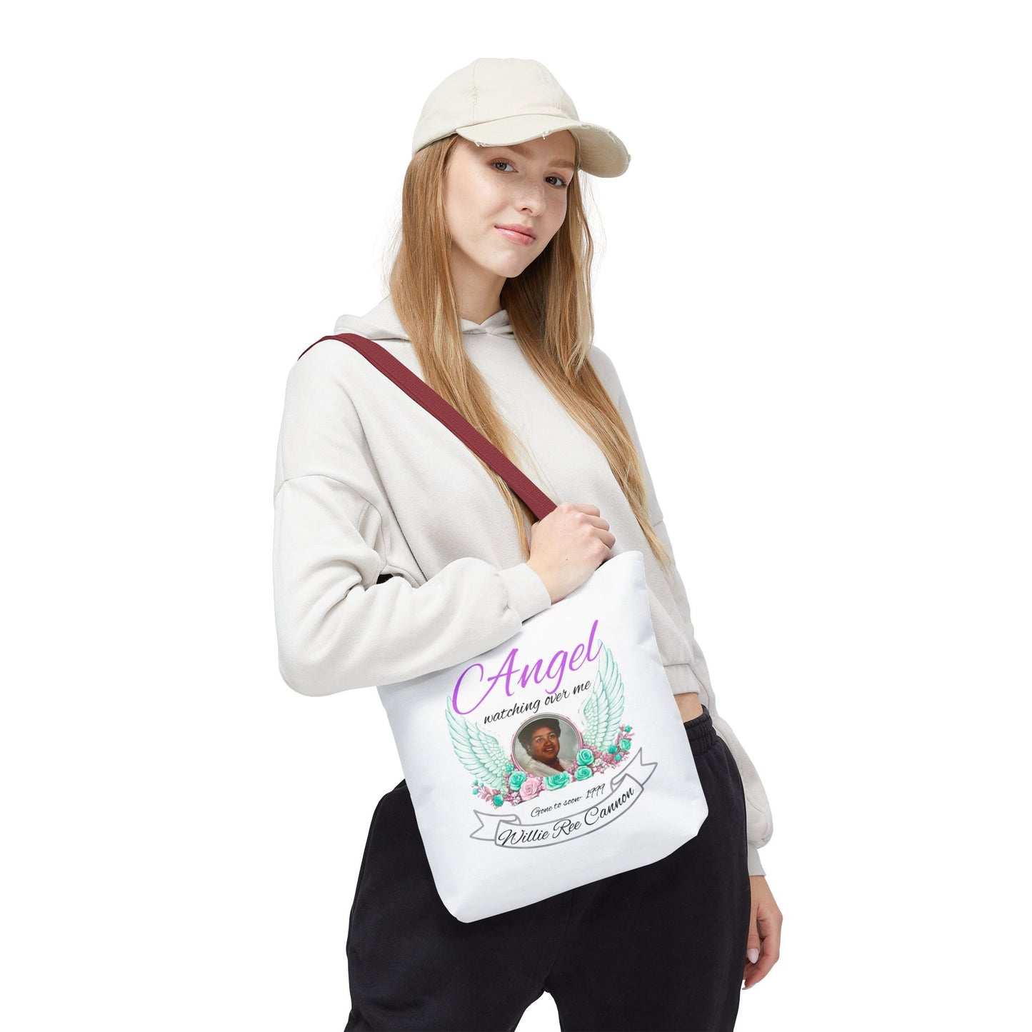 Memorial Angel Tote Bag — "Angel Watching Over Me" Custom Photo Tribute