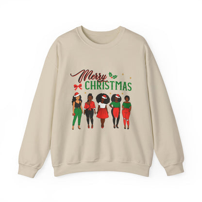 Crewneck Sweatshirt- Christmas  Multicultural women Unisex Heavy Blend™