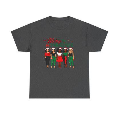 Merry Christmas Black Girl Squad T-Shirt — Holiday Graphic Tee - Feliz Navidad mujeres multiculturales