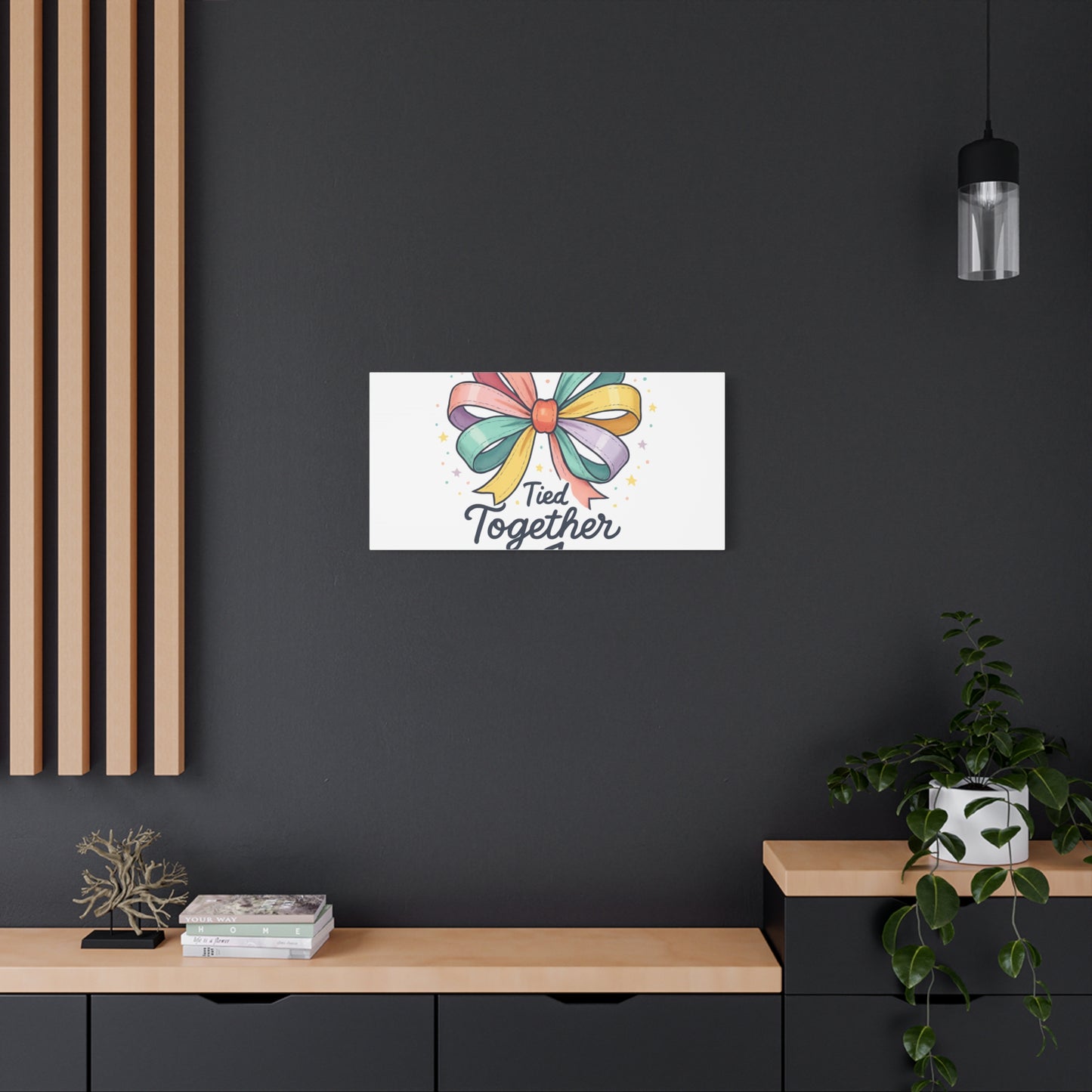 Canvas Wall Art - "Tied Together with Joy" Pastel Ribbon Decorative Print