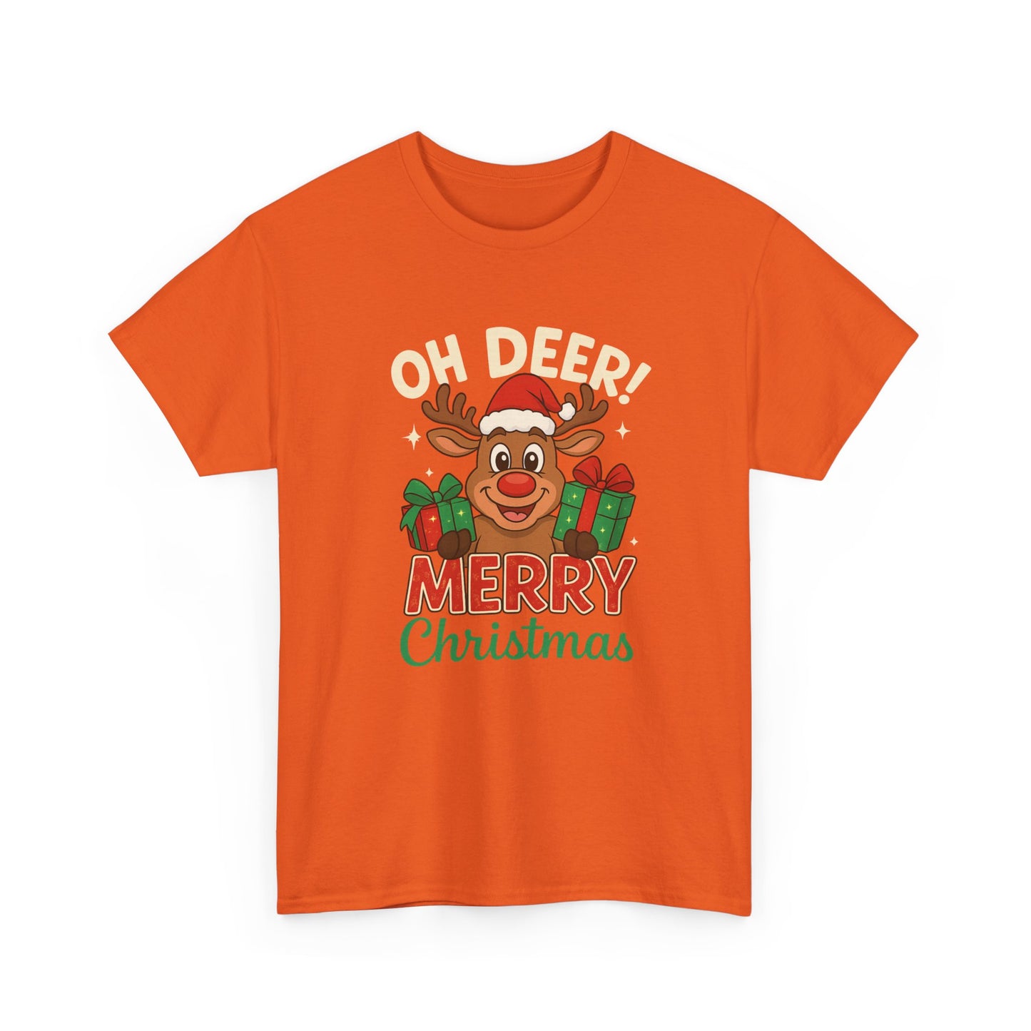 Christmas T-shirt OHH Deer Merry Christmas Unisex Heavy Cotton Tee