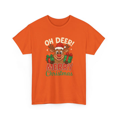 Christmas T-shirt OHH Deer Merry Christmas Unisex Heavy Cotton Tee