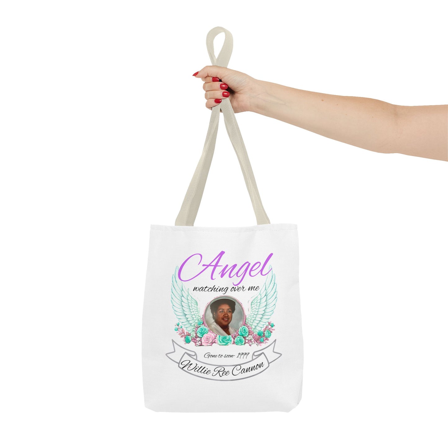 Memorial Angel Tote Bag — "Angel Watching Over Me" Custom Photo Tribute