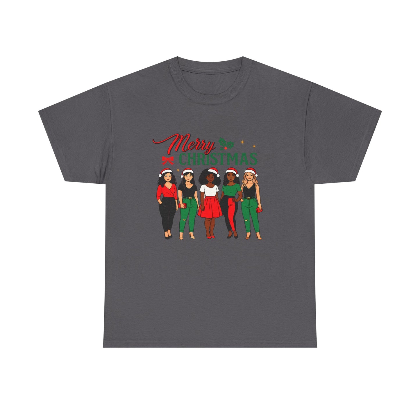 Merry Christmas Black Girl Squad T-Shirt — Holiday Graphic Tee - Feliz Navidad mujeres multiculturales