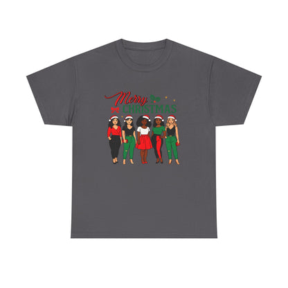 Merry Christmas Black Girl Squad T-Shirt — Holiday Graphic Tee - Feliz Navidad mujeres multiculturales