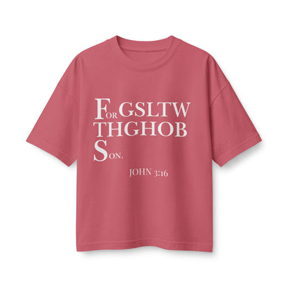 Women's Heavyweight Tee — 'For God So Loved The World...' Bible Verse Design with 'To Save Me!' Back