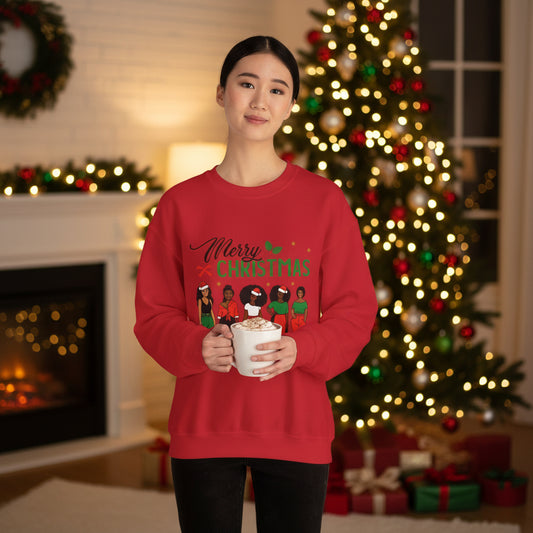 Crewneck Sweatshirt- Christmas  Multicultural women Unisex Heavy Blend™