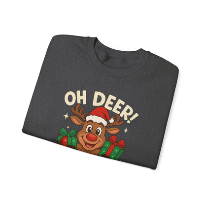 Crewneck Sweatshirt - Oh Deer! Merry Christmas — Cute Reindeer Holiday Crewneck
