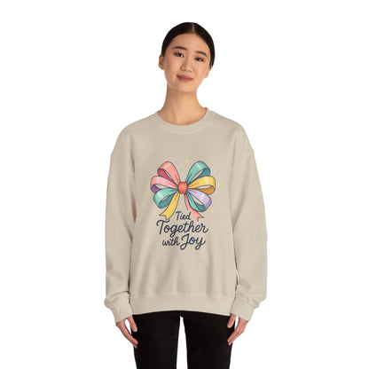 Tied Together With Joy Sweatshirt — Rainbow Bow Crewneck Gift