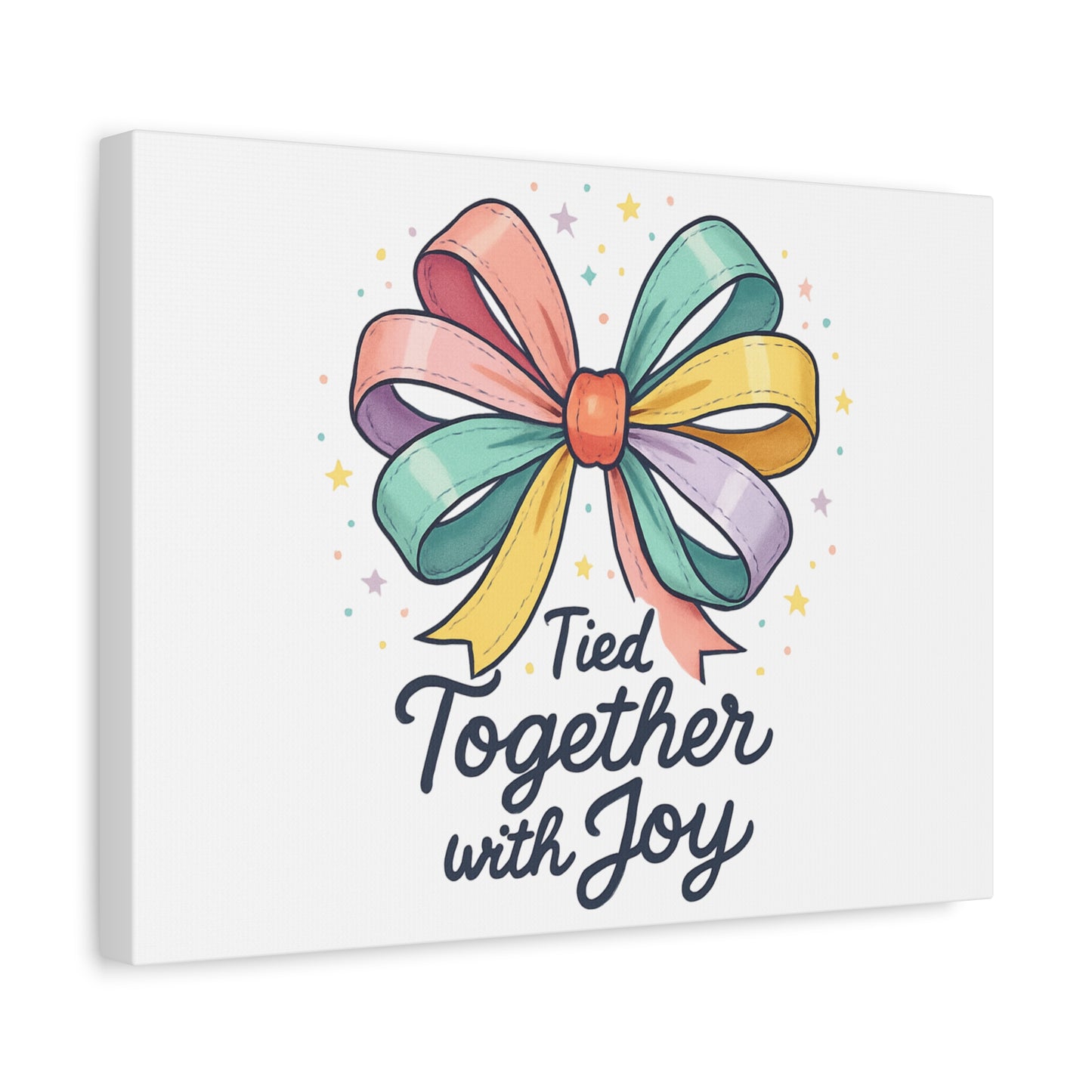 Canvas Wall Art - "Tied Together with Joy" Pastel Ribbon Decorative Print
