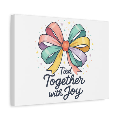 Canvas Wall Art - "Tied Together with Joy" Pastel Ribbon Decorative Print