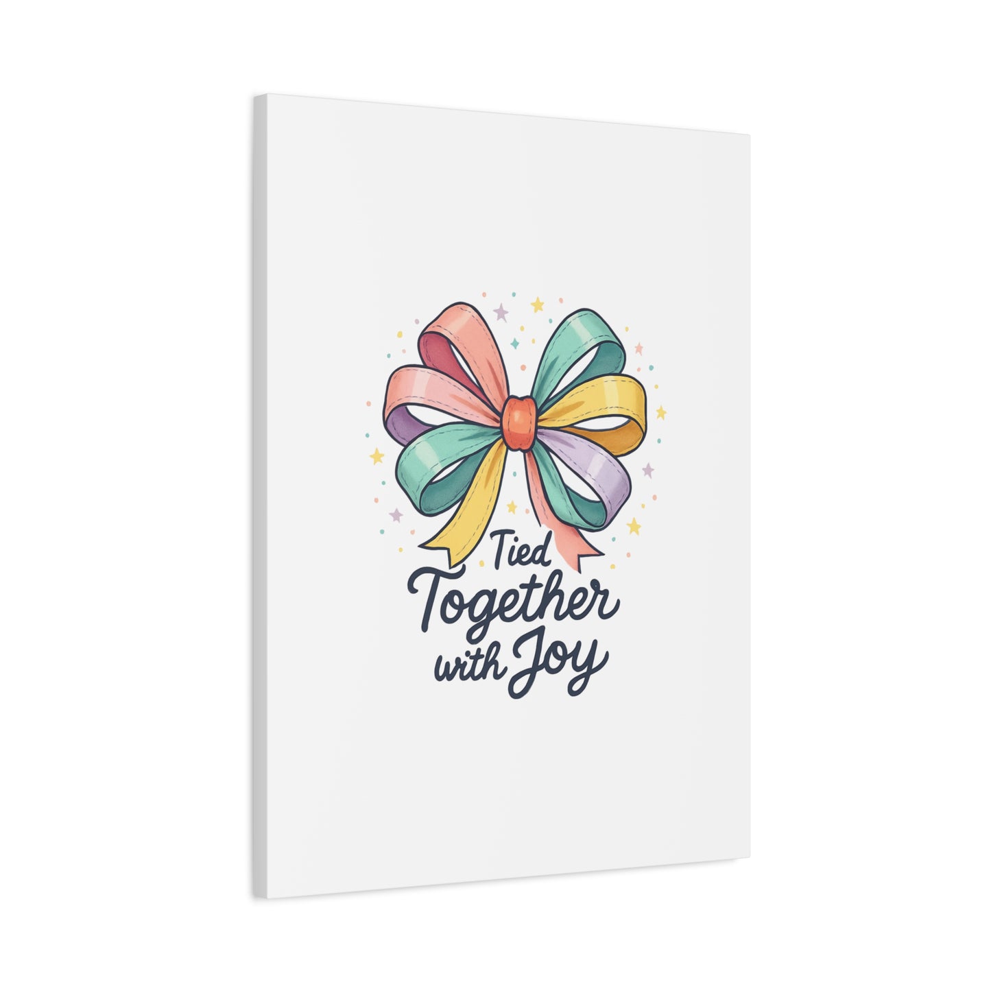 Canvas Wall Art - "Tied Together with Joy" Pastel Ribbon Decorative Print