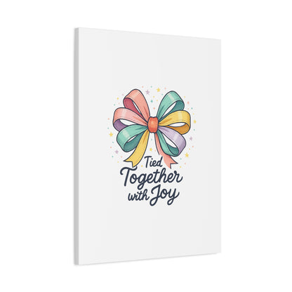 Canvas Wall Art - "Tied Together with Joy" Pastel Ribbon Decorative Print