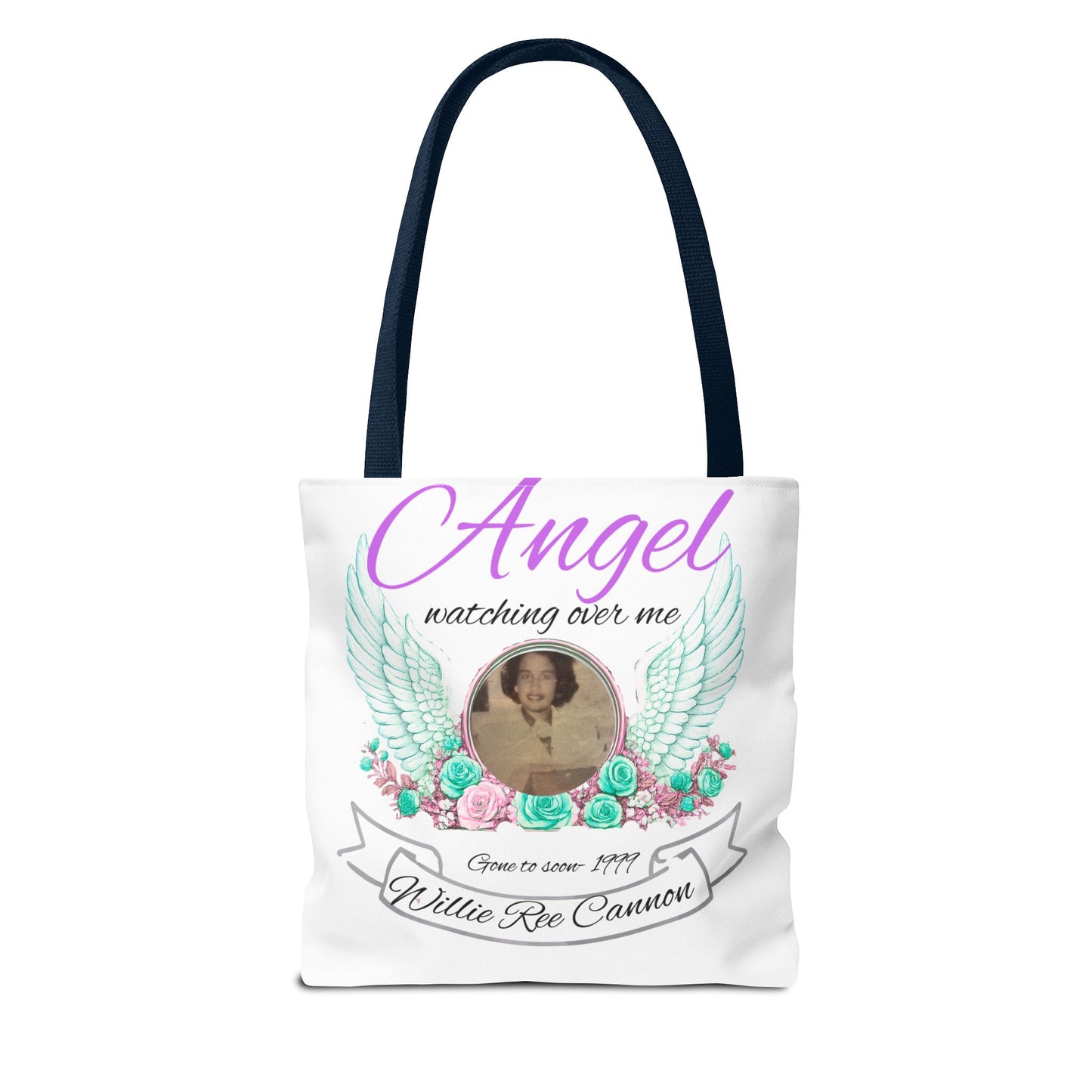 Memorial Angel Tote Bag — "Angel Watching Over Me" Custom Photo Tribute