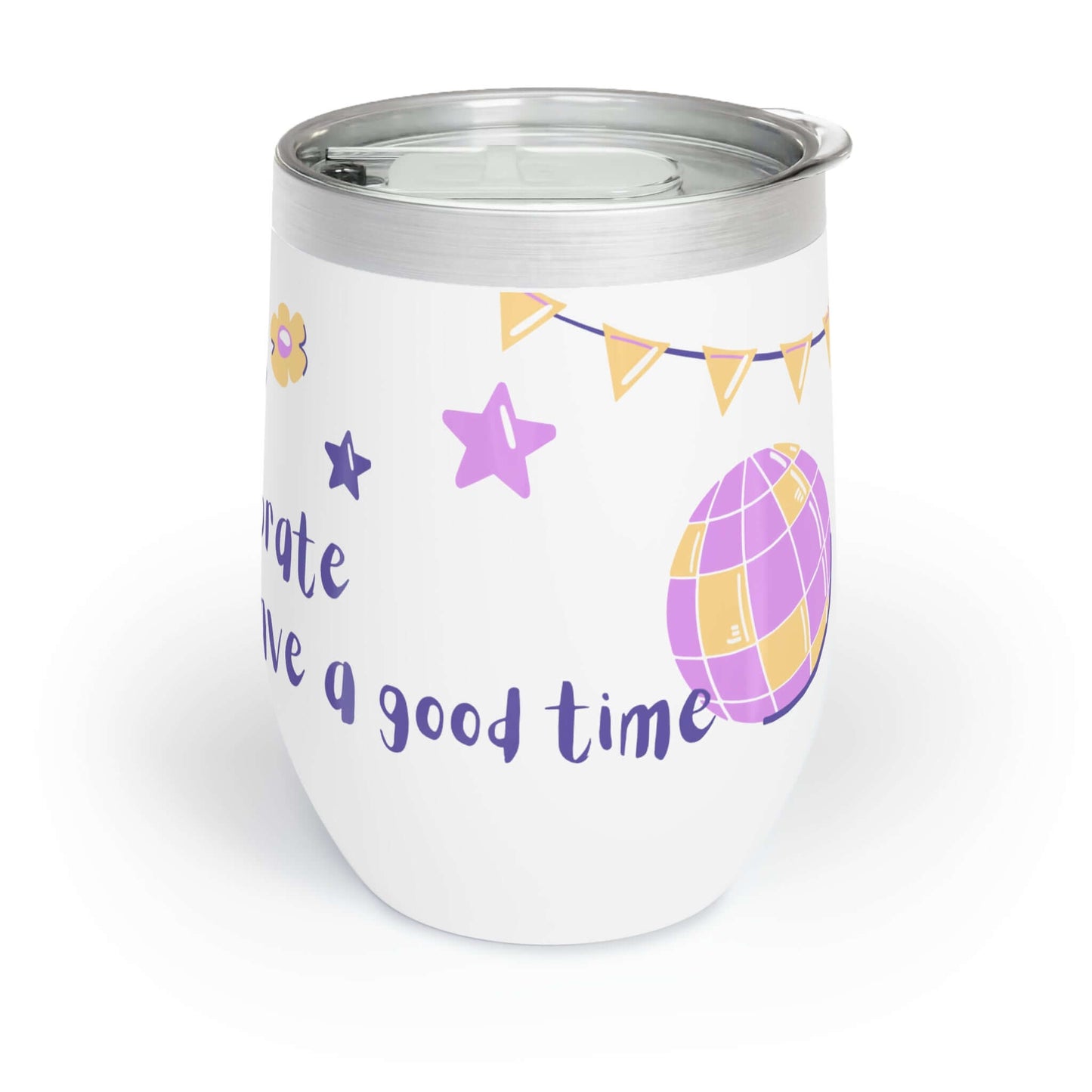 Stainless Steel Chill/Hot Wine Tumbler white purple/pink and yellow